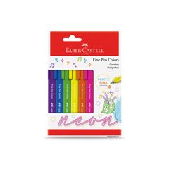 Canetinha Hidrografica Faber Castell Fine Pen 6un Neon