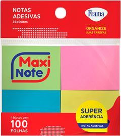 Nota Adesiva Frama 38x50 Amarelo/Azul/Verde/Rosa 4un
