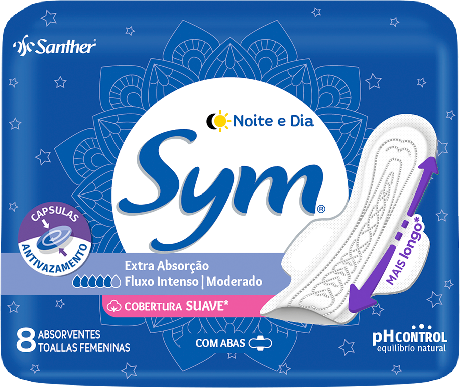 Absorvente Sym Suave Noite E Dia Com Abas 8un