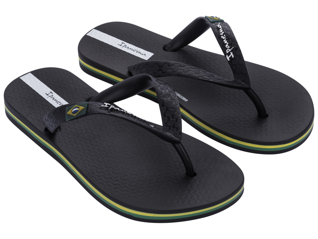 Sandalia Ipanema Brasil Masc Infantil Preto/Preto/Branco