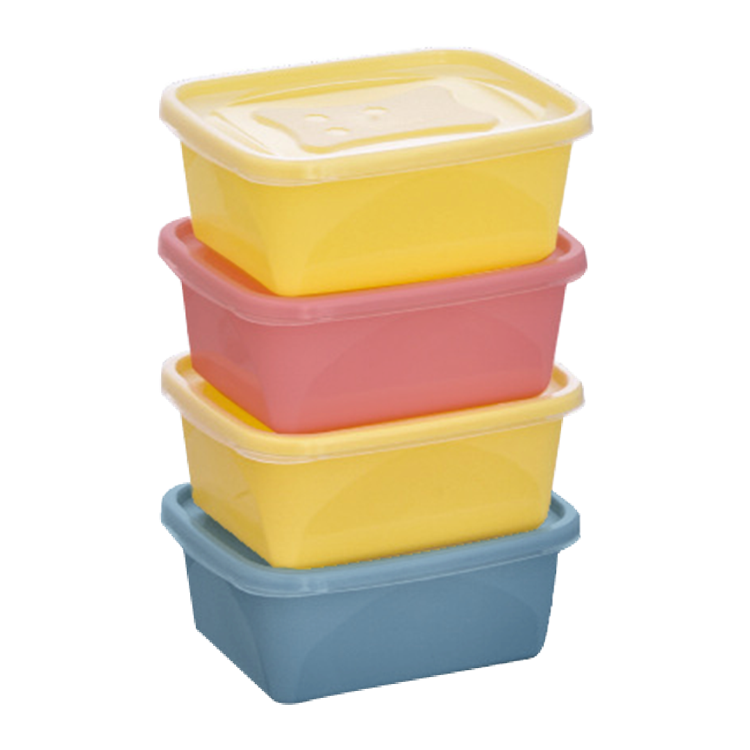 Conjunto Pote Plastico Jaguar Retangular 750ml 4pcs