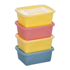 Conjunto Pote Plastico Jaguar Retangular 750ml 4pcs