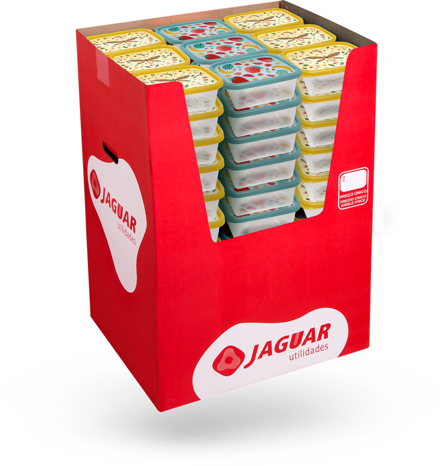 Pote Plastico Jaguar Retangular Decorado Display 750ml