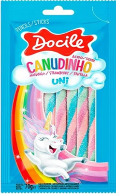 Bala Docile Canudinho Morango Citr Unic 70g