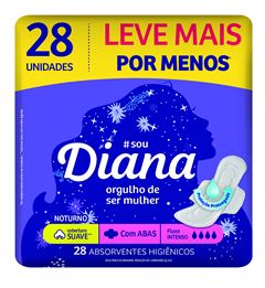 Absorvente Diana Noturno Suave Com Abas 28un