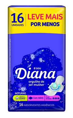 Absorvente Diana Noturno Suave Com Abas 16un