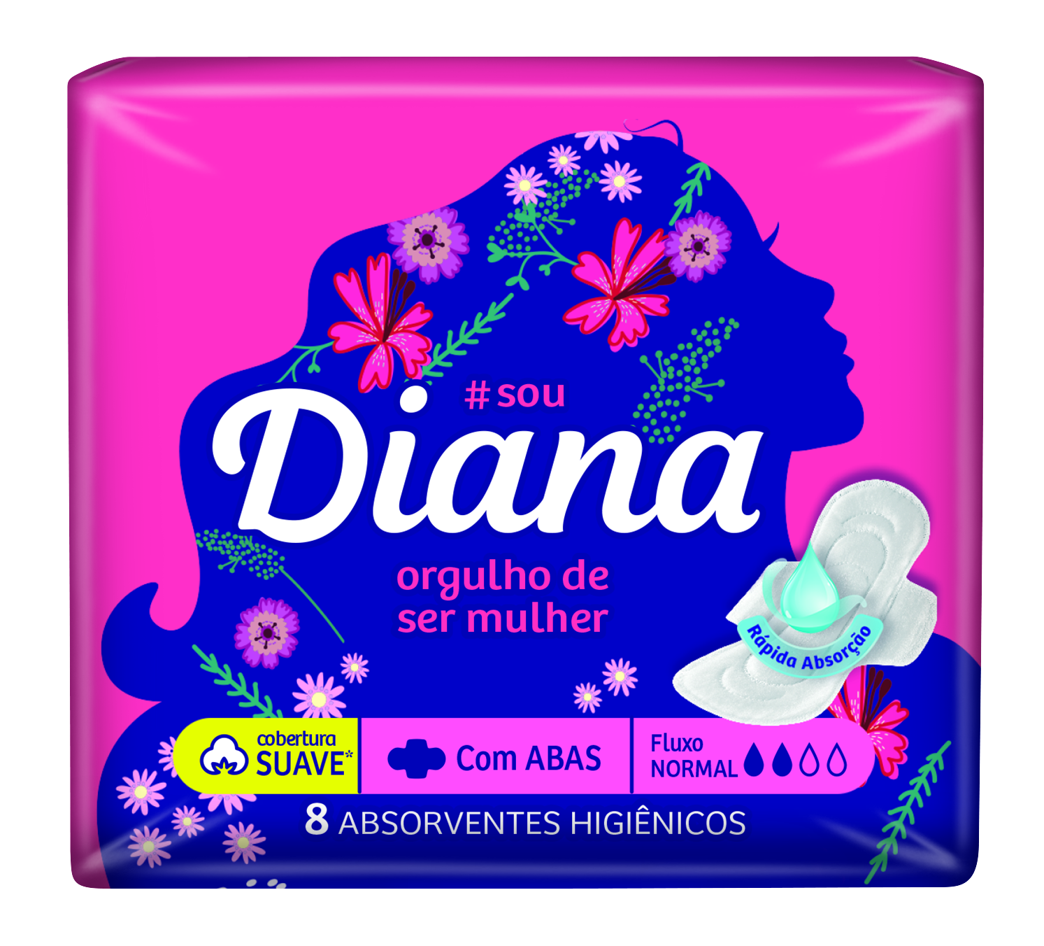 Absorvente Diana Noturno Suave Com Abas 8un