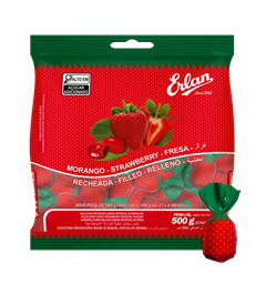 Bala Erlan Rech Morango Cestinha 500g