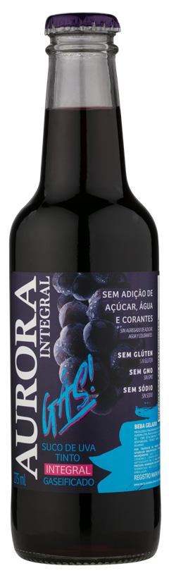 Suco Aurora Integral Uva Tinto Gaseificado Vidro 275ml