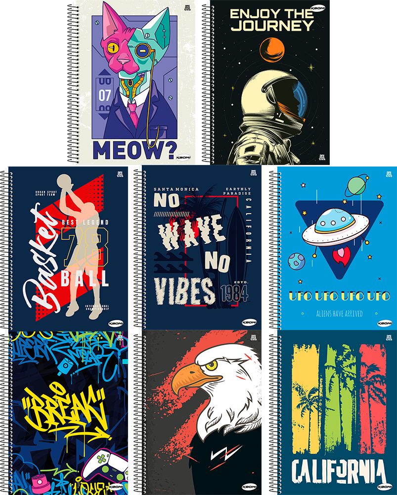 Caderno Animativa Universitario Kbom Masc Cd 15m 300fls