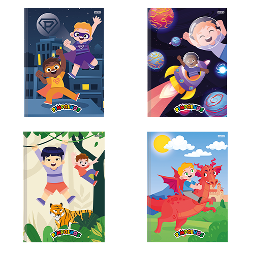 Caderno Animativa Pimpolhos Masc 1/4 Cd Cost 96fls