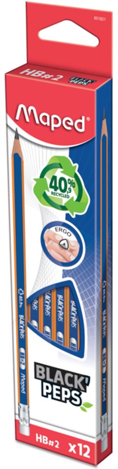 Lapis Grafite Maped Blackpeps Hb 12un Com Borracha