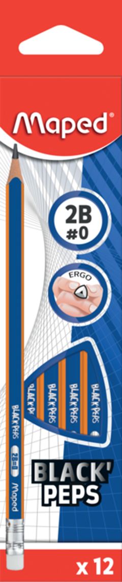 Lapis Grafite Maped Blackpeps 2b 12un Com Borracha