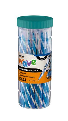 Caneta Bazze Wave Esferografica 1.0 Azul Pote