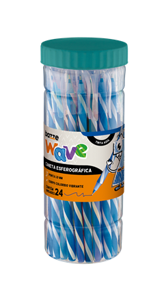 Caneta Bazze Wave Esferografica 1.0 Azul Pote