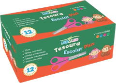 Tesoura Escolar Leoleo 13cm Inox Cabo Sortida