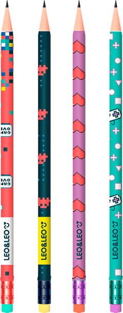 Lapis Grafite Leoleo Resina Hb Game Com Borracha Pote