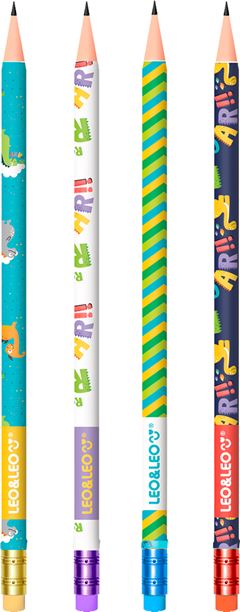 Lapis Grafite Leoleo Resina Hb Dino Com Borracha Pote