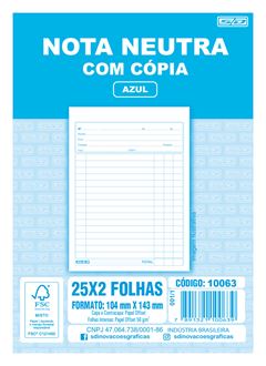 Nota Neutra 1/36 Animativa Azul 2vias 25x2fls