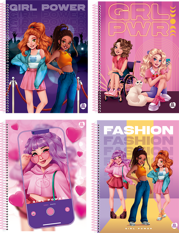 Caderno Animativa Universitario Girl Power Cd 01m 80fls