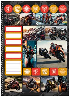 Caderno Animativa Universitario Motos Cd 1m 80fls