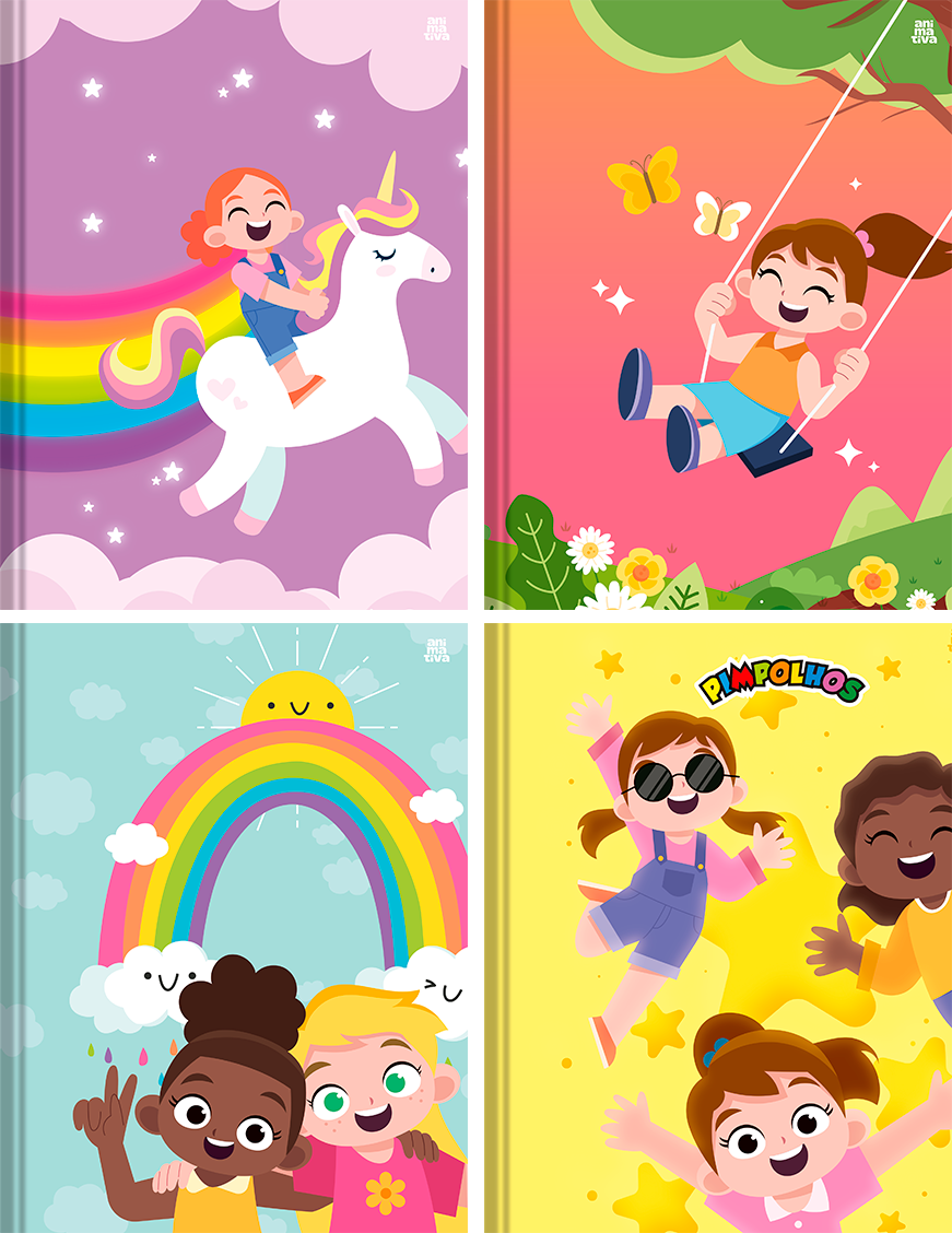 Caderno Animativa Pimpolhos Fem 1/4 Cd Cost 96fls