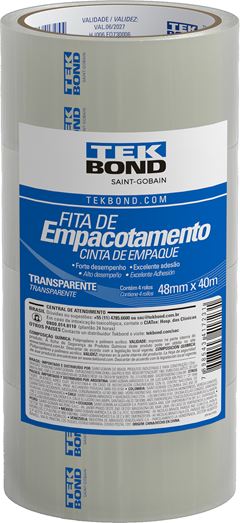 Fita Adesiva Empacotamento Tekbond Transparente 48mmx40m