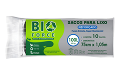 Saco De Lixo Bio Force Preto Rolo 100l 10un