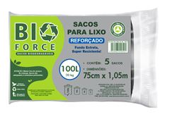 Saco De Lixo Bio Force Preto 100l 5un