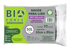 Saco De Lixo Bio Force Preto 50l 10un