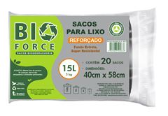 Saco De Lixo Bio Force Preto 15l 20un