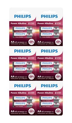 Pilha Philips Alcalina Aa Media Lr6p12s Cartela 12un