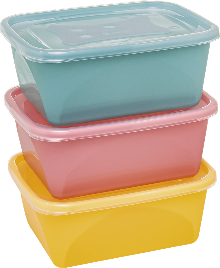 Conjunto Pote Plastico Jaguar Retangular Sortido 1,27l 3pcs