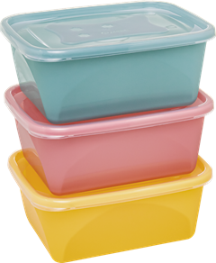Conjunto Pote Plastico Jaguar Retangular Sortido 1,27l 3pcs