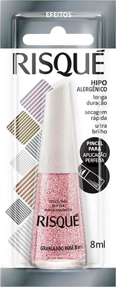 Esmalte Risque Glitter Granulado Rose 6un