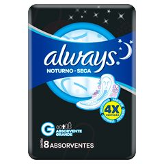 Absorvente Always Seca Noturno Com Abas 8un