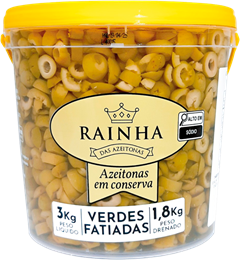 Azeitona Verde Rainha Fatiada Balde 1,8kg