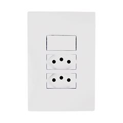 Interruptor Com 2 Tomadas Ilumi 3 Pinos 10a Branco 250v