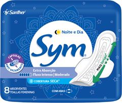 Absorvente Sym Seca Noite E Dia Com Abas 8un