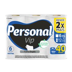Papel Higienico Personal Vip Folha Dupla 40m 6x1