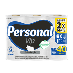 Papel Higienico Personal Vip Folha Dupla 40m 6x1