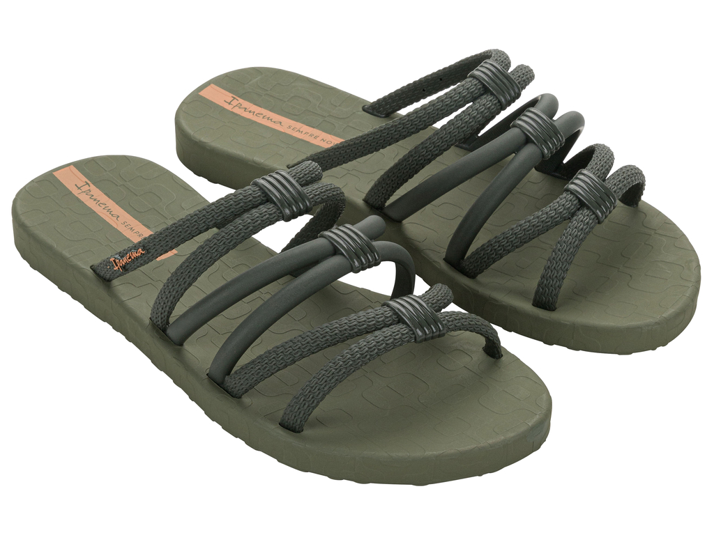 Sandalia Ipanema Diversa Slide Fem Adulto Verde Mili/Laranja