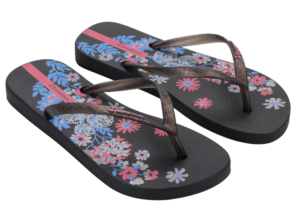 Sandalia Ipanema Oasis Fem Adulto Preto/Rosa/Azul