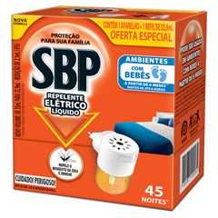 Inseticida Sbp Eletrico Liquido 45 Noite Apar + Ref 32,9ml