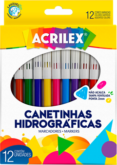 Canetinha Hidrografica Acrilex 12 Cores