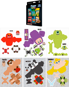 Paper Toys Animativa Pixar Com 3 Cartoes Sortidos