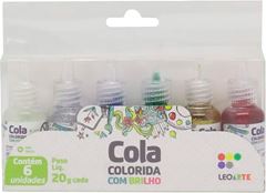 Cola Colorida Leonora 25g 6 Cores Com Brilho