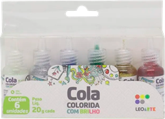 Cola Colorida Leonora 25g 6 Cores Com Brilho