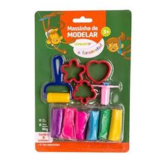 Kit Massa Modelar Leonora 6 Cores + 5 Moldes