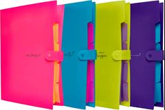 Pasta Sanfonada Polibras 5 Divisas A4 Neon Sortido